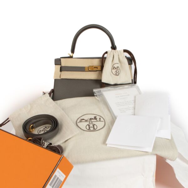 Hermès Kelly 25 Gris Etain Togo GHW