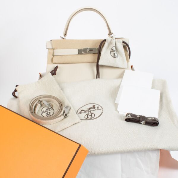Hermès Kelly 28 Craie Togo Palladium Hardware