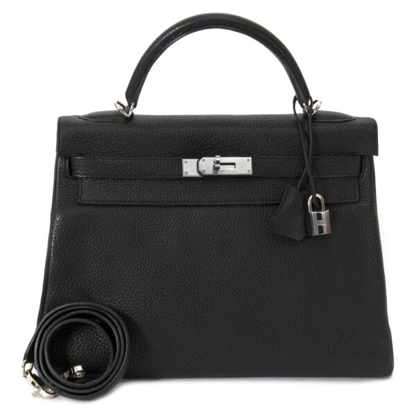 Buy your authentic designer bag without the waiting list - Hermès Kelly 32 Black Togo PHW