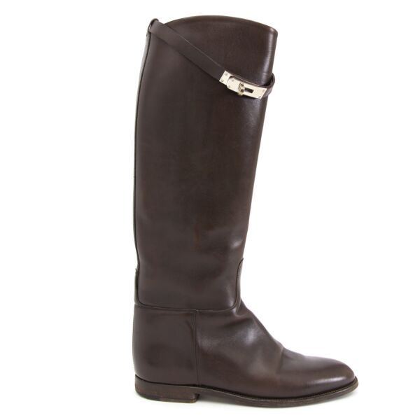 Hermes Brown Leather Kelly Jumping Boots 39 koop veilig online aan de best prijs 