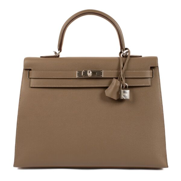 Hermès 2022 HSS Kelly 35 Etoupe Epsom Palladium Hardware on www.labellov.com