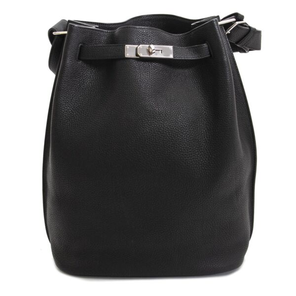 koop veilig online koop veilig online tegen de beste prijs Hermes So Kelly Black Togo PHW