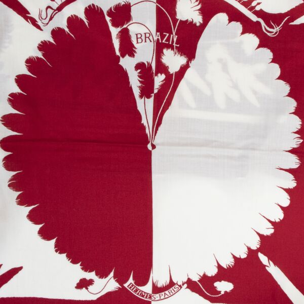 Hermès Red 'Brazil' Cashmere Scarf