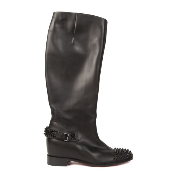 Christian Louboutin Black Leather Stud Boots - size 39.5