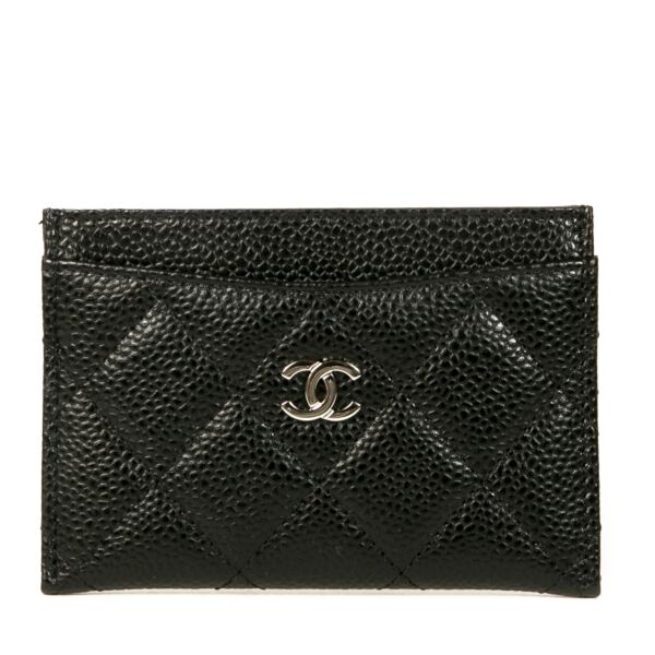 Authentieke Tweedehands Chanel Black Quilted Leather Card Holder juiste prijs veilig online shoppen luxe merken webshop winkelen Antwerpen België mode fashion