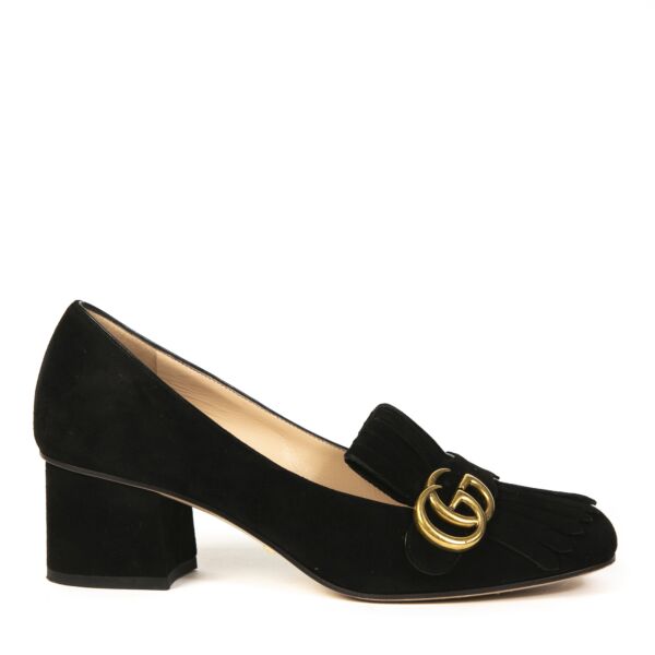 Authentic second-hand vintage Gucci Marmont Suede Pumps buy online webshop LabelLOV