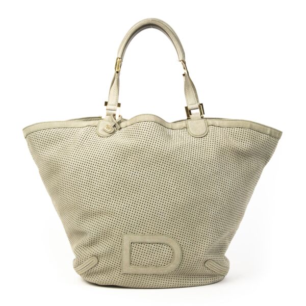 Delvaux Louise Perforated Suede Cabas