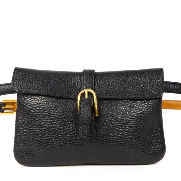Authentieke Tweedehands Delvaux Blue Belt Bag juiste prijs veilig online shoppen luxe merken webshop winkelen Antwerpen België mode