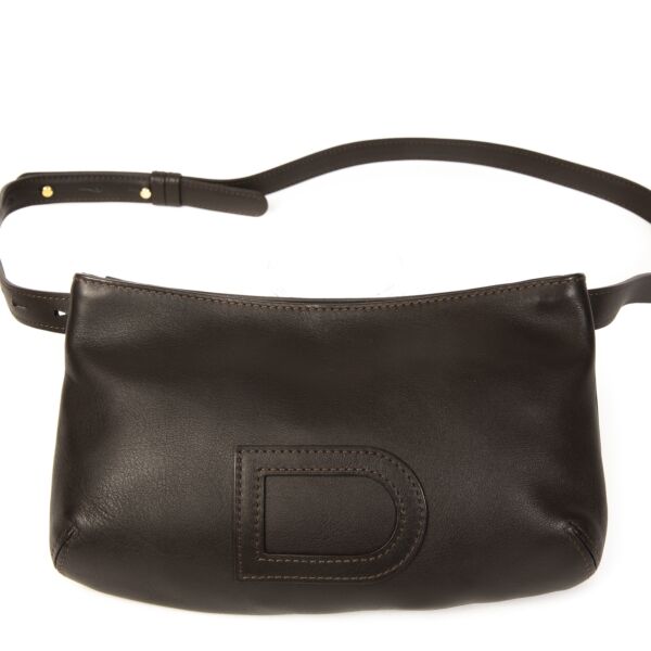Authentieke Tweedehands Delvaux Dark Brown D Belt Bag juiste prijs veilig online shoppen luxe merken webshop mode fashion winkelen Antwerpen België