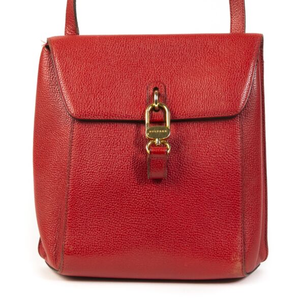 Authentieke tweedehands vintage Delvaux Rubis Red Crossbody Bag koop online webshop LabelLOV