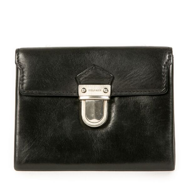 Authentieke Tweedehands Delvaux Black Wallet juiste prijs veilig online shoppen luxe merken webshop winkelen Antwerpen België mode fashion