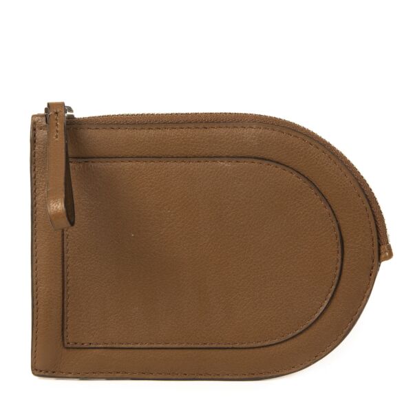Authentieke Tweedehands Delvaux Camel D Coin Purse juiste prijs veilig online shoppen luxe merken webshop mode fashion winkelen Antwerpen België