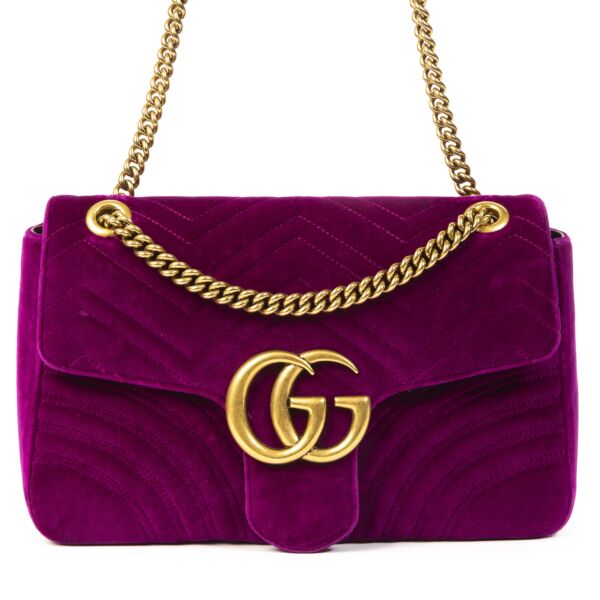 Gucci GG Marmont Medium Fuchsia Velvet Shoulder Bag