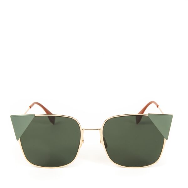 Authentic second-hand vintage Fendi Green Rose Gold Iridia Sunglasses buy online webshop LabelLOV