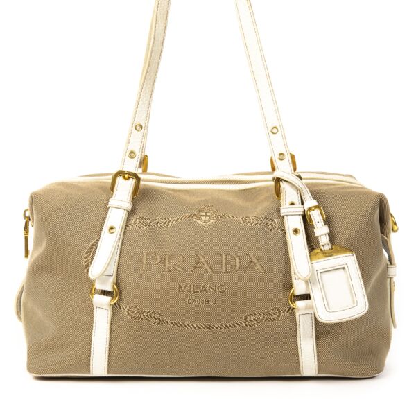 Prada Logo Jacquard Shoulder Bag Boston Bag