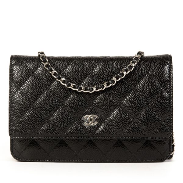 Chanel Black Caviar Leather Wallet On Chain