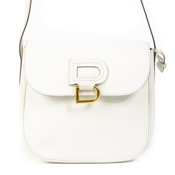 Authentieke Tweedehands Delvaux White Leather Gold D Crossbody Bag juiste prijs veilig online shoppen luxe merken webshop winkelen Antwerpen België mode fashion