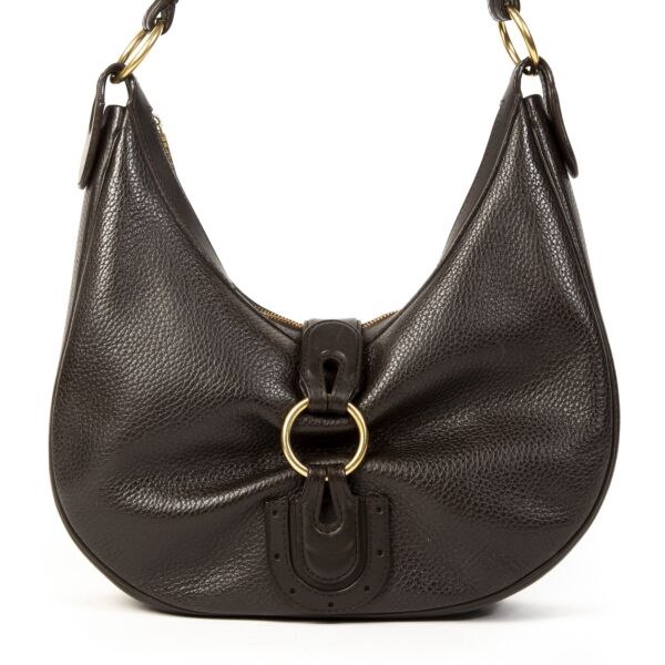 buy and sell your authentic Delvaux Dark Brown Camille PM Bag for the best price