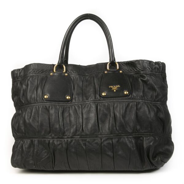 Prada Black Matelassé Shoulder Bag for sale online at Labellov