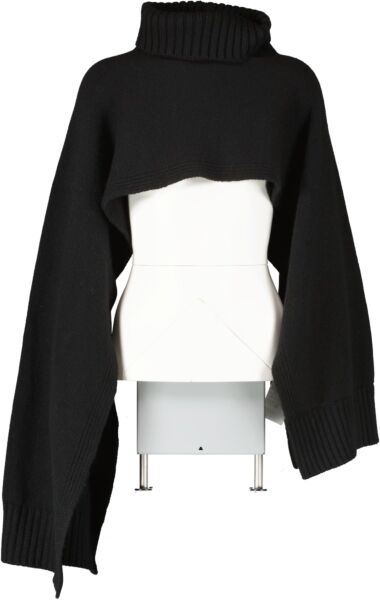Jil Sander Black Knitted Roll-Neck Scarf