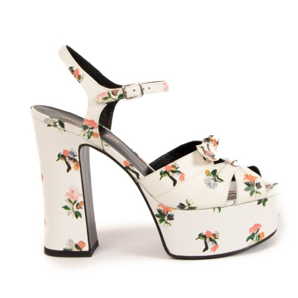 Saint Laurent White Floral Bianca Sandals - size 37