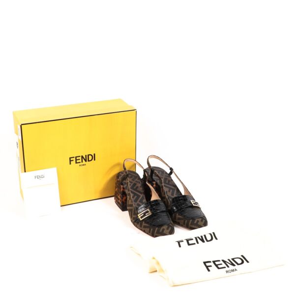 Fendi Promenade FF Slingback Block Heels - Size 40