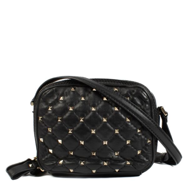 Valentino Garavani Black Leather Rockstud Spike Crossbody Bag
