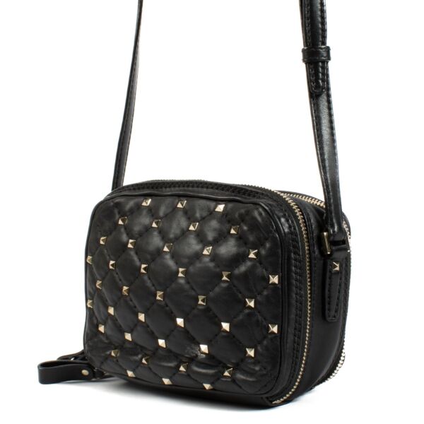 Valentino Garavani Black Leather Rockstud Spike Crossbody Bag