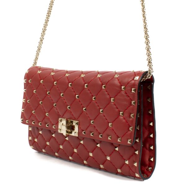 Valentino Garavani Red Rockstud Spike Chain Bag