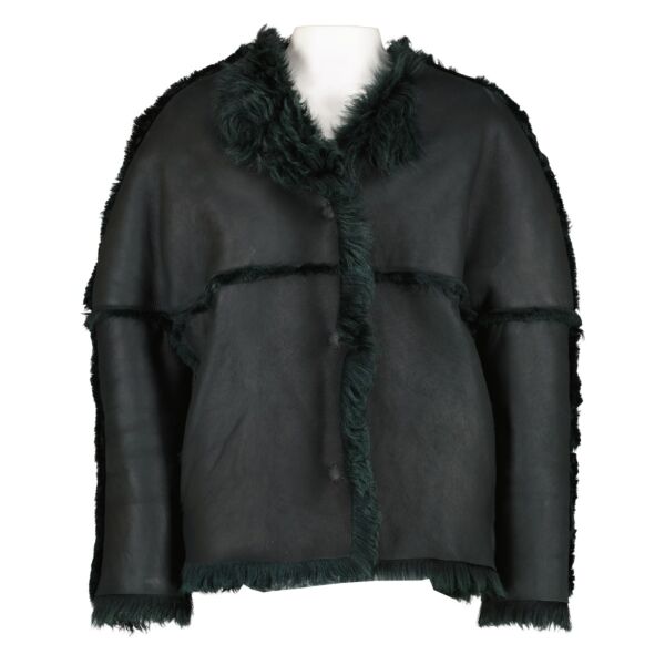 Lanvin Green Shearling Fur Coat - Size 36