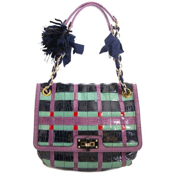 Lanvin Woven Dyed Reptile Leather Happy Bag online at the best price 