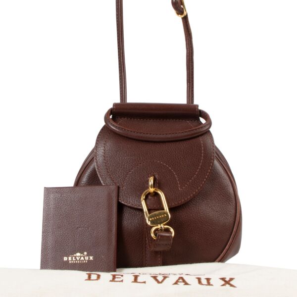 Delvaux Brown Grained Leather Mini Cerceau Crossbody Bag