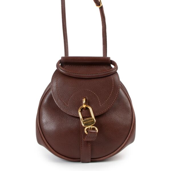 Delvaux Brown Grained Leather Mini Cerceau Crossbody Bag
