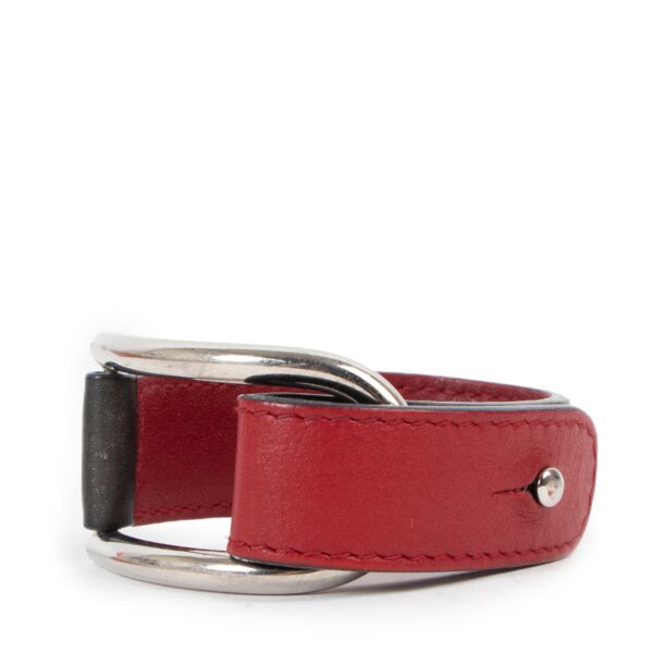 Delvaux Burgundy/Grey Leather Silver D Bracelet for the best price at Labellov secondhand luxury