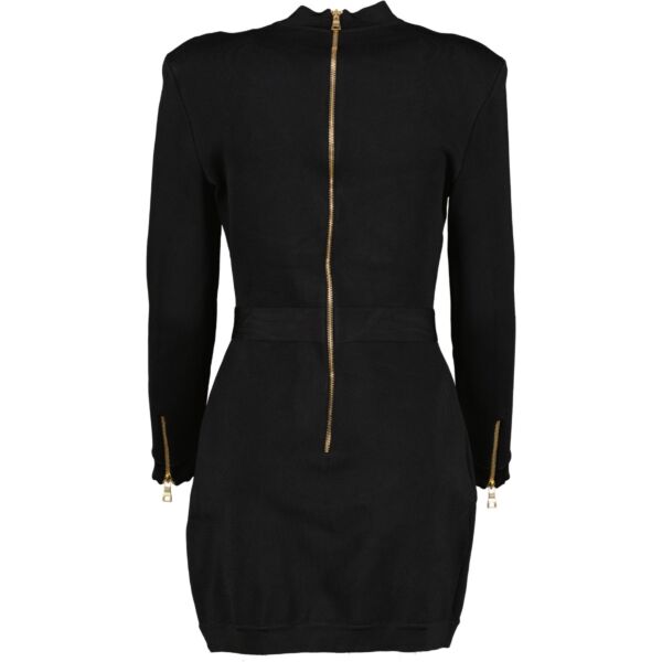 Balmain Black Lace-Up Bodycon Dress - size FR40