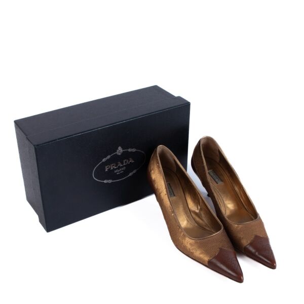 Prada Bronze Sequin Kitten Heels - Size 38.5