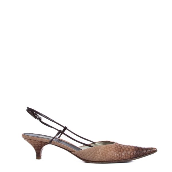 Prada Ombré Python Sling Back Kitten Heels - Size 39