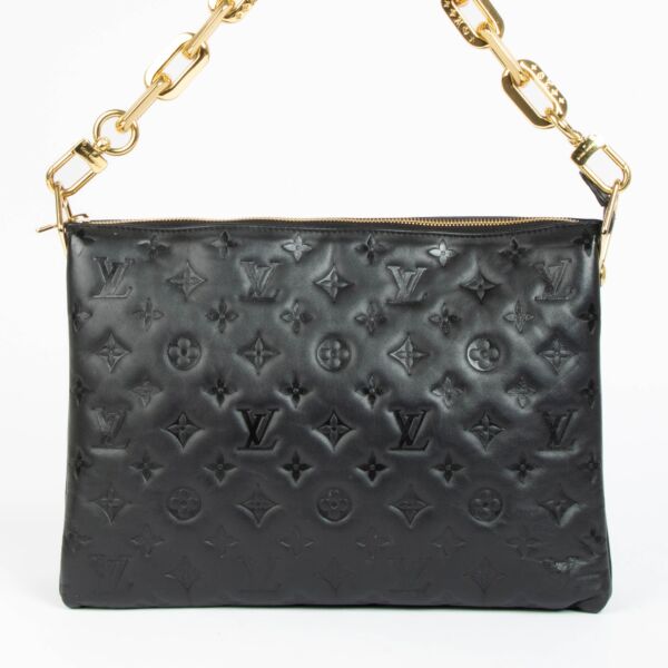 Shop this authentic Louis Vuitton Black Lambskin Coussin MM Bag pre-loved on Labellov.com