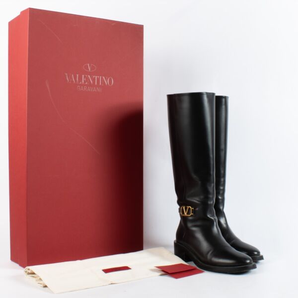 Valentino Garavani Black Vlogo Boots - Size 39