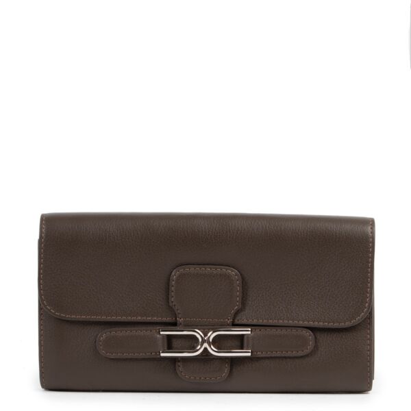 Delvaux Olive Brown Escudo Wallet