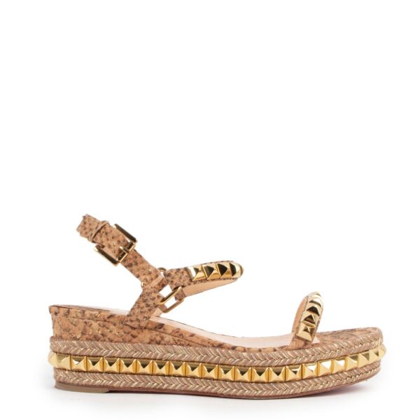 Christian Louboutin Snake Print Studded Madmonica Wedge Sandals