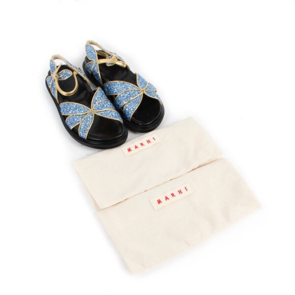 Marni Blue Glitter Butterfly Sandals - Size 36,5