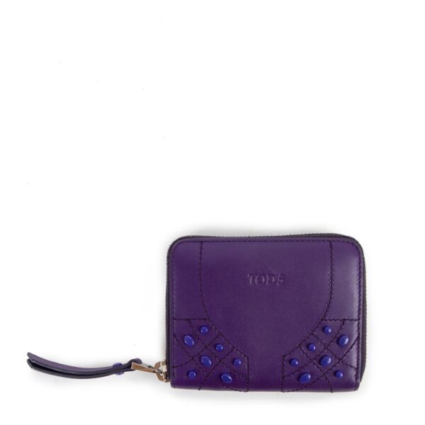 Tod's Purple Compact Zip-Around Wallet