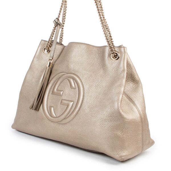   Gucci Soho Large Metallic Shopping Tote 