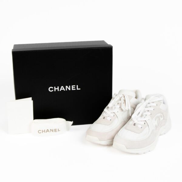 Chanel White Logo Sneakers - Size 39.5