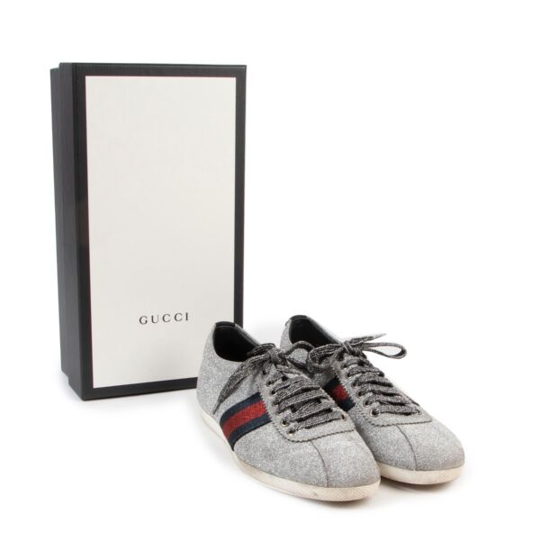 Gucci Glitter Web Stud Sneakers - size 39