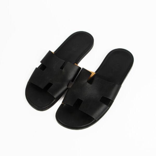 Hermès Black Izmir Sandals - Size 44