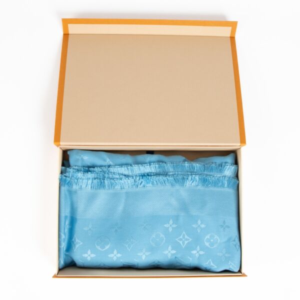 Louis Vuitton Blue Cyan Monogram Classic Scarf