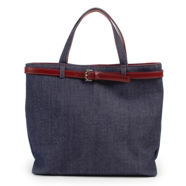 Shop safe online second hand Burberry Blue Denim Top Handle Bag at the right price.