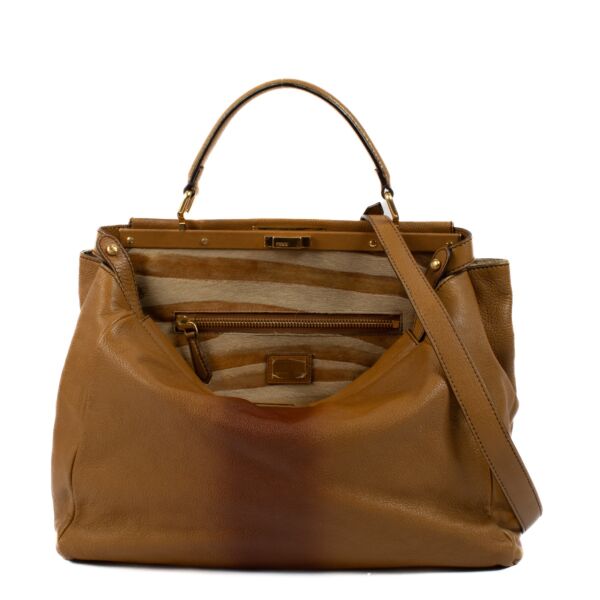 Fendi Caramel Ombré Goatskin Peekaboo Large Top Handle Bag